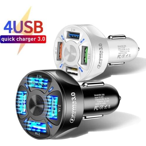 4 USB Port Car Charger Portable Quick Charge 3.0 4.0 For Xiaomi iPhone 11/XR Smart Phone Accessories Fast Charging USB Chargers