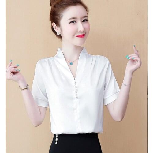 Blouse Summer Chiffon Short Sleeve blouse Fashion Casual Short Sleeves Top Loose And comfortable womens Blouse