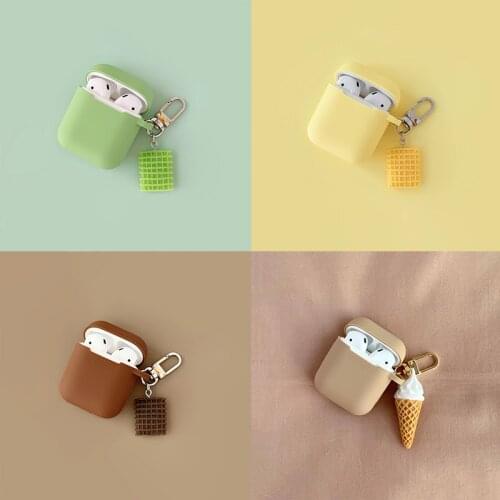 Cute Chocolate Cake Ice Cream Pandent for Airpods Case Good Quality Bluetooth Wireless Earphone Cover For Airpods Case Cute