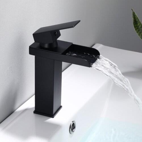 Black Square Paint Faucet Sink Washbasin Faucet Bathroom Basin Faucets Hot Cold Mixer Tap Single Hole
