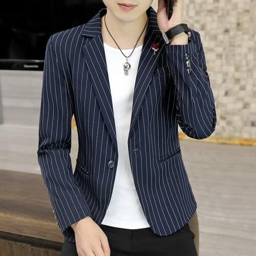 DYB&ZACQ Brand Stripe Suit Men Korean Fashion Spring Thin Coat Handsome Young Casual Small West Decoration Clothes