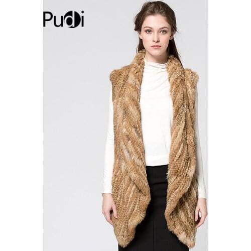F140848 women rabbit fur vest Knit Rabbit Fur Think Vest With Long Collar Coat Jacket Fur Waistcoat Quality A