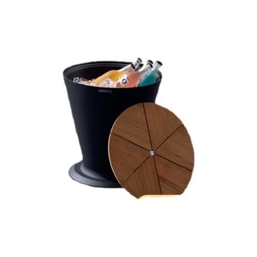 Huigao Outdoor Furniture Aluminum Alloy Champagne Leisure Garden Ice Bucket Teak Cover Combination Outdoor Furniture