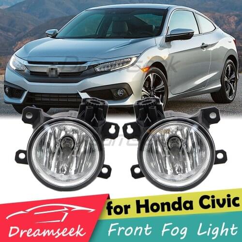 LH+RH Fog Lamp W/ Bulb Kit for Honda Civic 2016 2017 with Relay Wiring Harnesss Light Switch Yellow