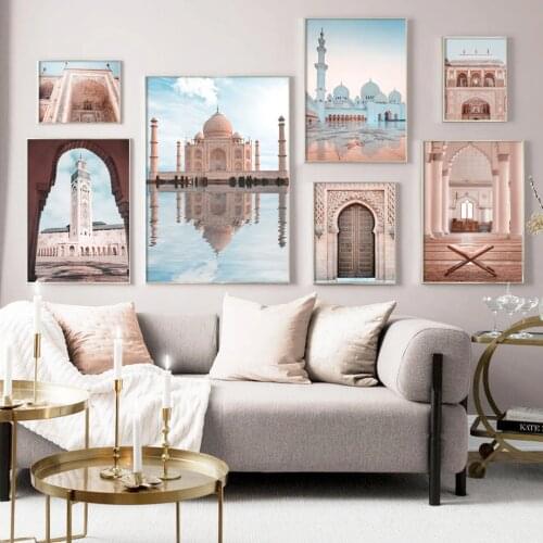 Morocco Sheikh Zayed Grand Mosque East Gate Wall Art Canvas Painting Nordic Posters And Prints Wall Pictures For Living Room