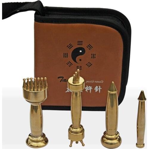 Fine copper Pestle needle massager gua sha massage stick massotherapies 4pcs/set