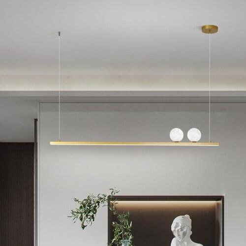 Nordic minimalist restaurant chandelier post-modern fashion creative aluminum straight 3D printing moon bar small chandelier