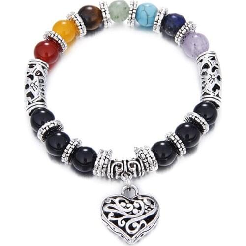 Miss JQ 7 Chakra Bracelets Men/Women Black Lava Healing Balance Beads Reiki Buddha Prayer Natural Stone Yoga Pendant Bracelet