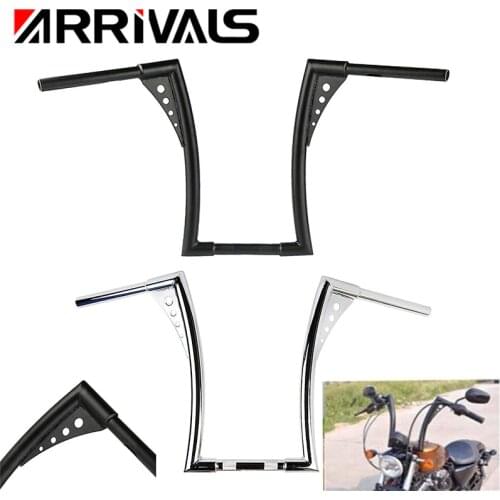 Motorcycle 1-1/4" Fat Bars 16 Rise Custom Black Motorcycle Handle Bar Ape Hangers Handlebars Fit for Harley Durable Quality