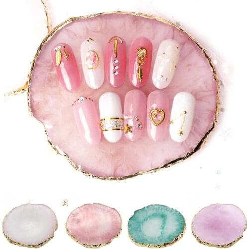 Natural Resin Agate Nail Art Color Paint Palette Holder Drawing Plate Gel Polish Tips Nail Color Mixing Display Palette Nail Art