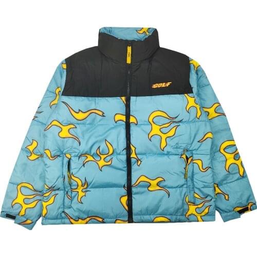New luxury Men golf Flower Le Fleur Tyler The Creator Blue flame Coats & Jackets / Down Coats Cotton warm Winter #M38