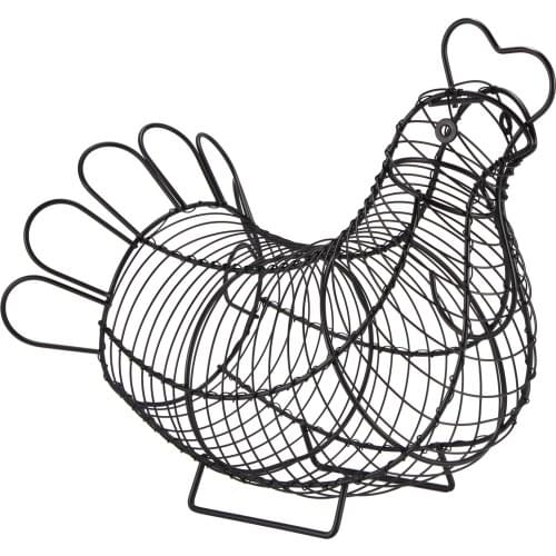 New Chicken Egg Basket Holder Metal Wire Hen Shaped Kitchen Storage Basket Rack Home Kitchen Egg Storage Basket Rack Decor