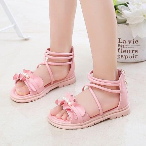 Baby Girl Shoes Childrens Sandals In Summer, New Girls' Beaded Shoes, Zippered Soft Bottom Sandals
