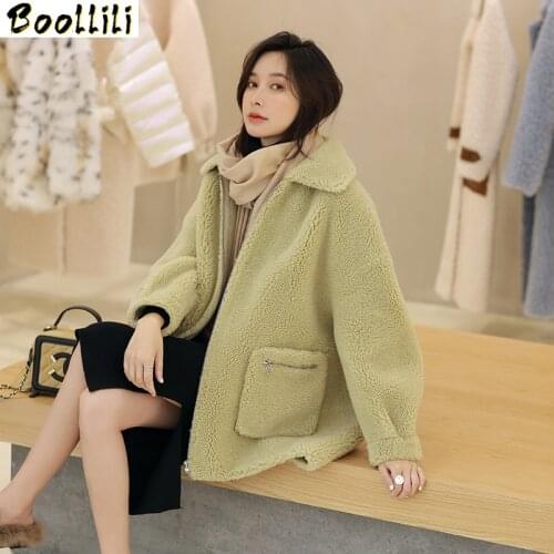 Boollili Autumn Winter Coat Women Clothes 2020 Sheep Shearing Real Fur Coat 100% Wool Jacket Women Korean Fashion Fur Tops