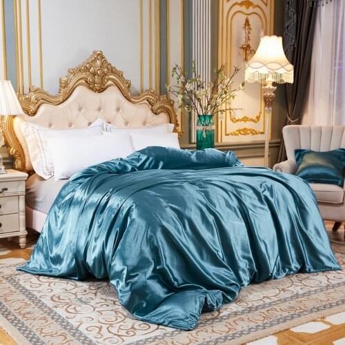 1Pc Solid Color Duvet Cover Ice Silk Satin Fabric Single Double Queen King Size Quilt Cover Soft Comfortable Home Bedding