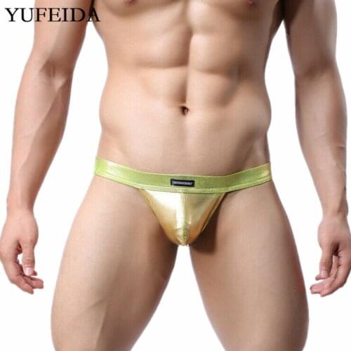 YUFEIDA Sexy Mens Underwear G-Strings Open Butt Briefs Bikini Mens Thong Jocks Pouch Low Rise Underpant Male Gay Sissy Panties