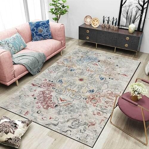 Retro Bohemian Ethnic Style Area Rug Living Room Sofa Table Non-Slip Floor Mat Persian Geometric Children Bedroom Bedside Carpet