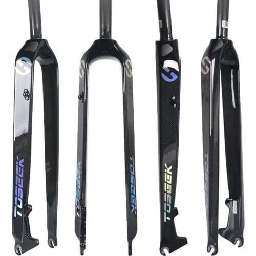 TOSEEK Rigid Carbon Fiber Mountain Bike Fork with Disc Brake Mount and 3K Glossy Finish 26 ER / 27.5er / 29 ER Inch