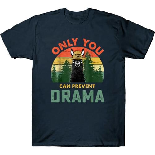 Only You Can Prevent Drama Funny Llama Gift Vintage T-Shirt Mens Retro Shirt