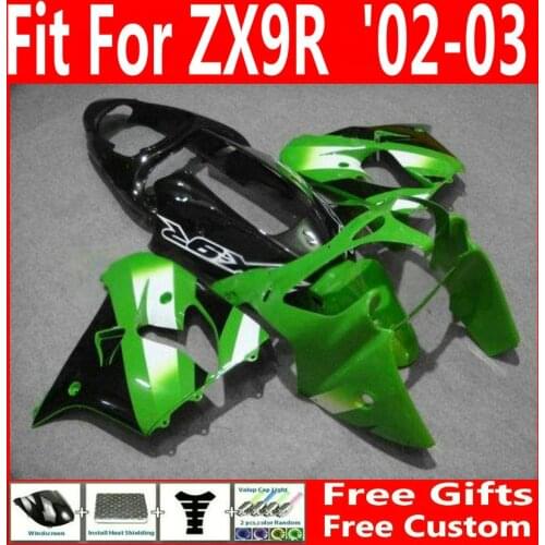 High quality parts for Kawasaki 02 03 green white black ZX-9R fairings 2002 2003 Ninja zx9r motorcycle fairing set UHB93