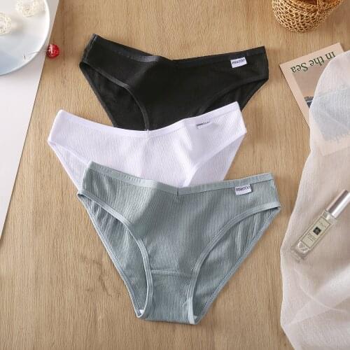 Womens underwear cotton solid color cotton low waist briefs sexy middle elastic womens wear plus size shorts wholesale price