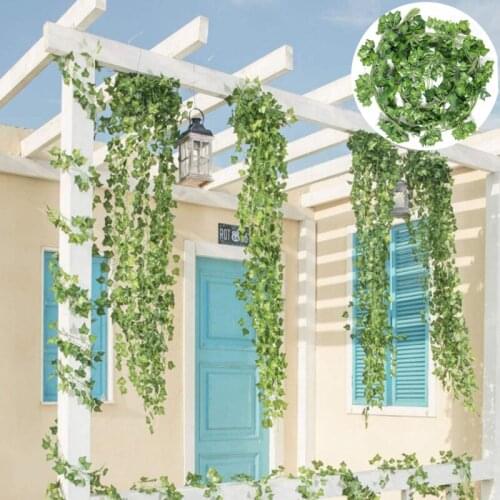 1pcs 2.4M Artificial Green Ivy Leaves Begonia Garland Plants Vine Fake Plastic Rattan String Wall Decor Plant Home Decoration