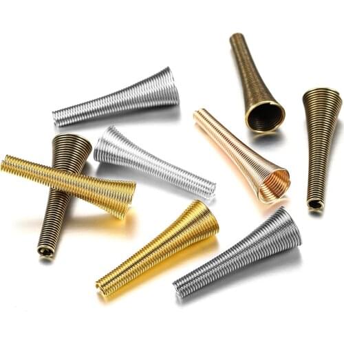 12pcs Metal Spring Funnel Shape Spacer Beads Caps DIY Beading Supplies Cone Spring Coil End caps For Jewelry Makings Accessories