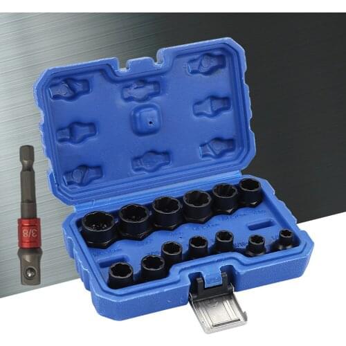 13pcs Damaged Bolt Nut Screw Remover Tool Kit Damaged Bolt Removal Set Damaged Bolt Nut Screw Removal Socket
