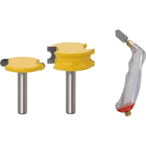 2 Pcs 8Mm Shank Canoe Flute and Bead Router Bit Set & 1 Pcs Oil Feed Grip Stained Glass Cutter Cutting Tool