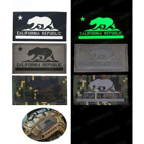American US California State Flag IR Reflective patch Tactical Embroidered Applique Fastener Hook&Loop badge Tags armband