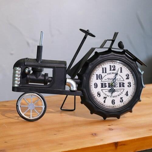 American Creative retro iron locomotive clock office desktop clock creative Home Furnishing desktop clock