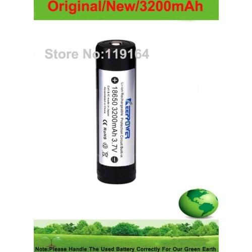 Free shipping!!2PCS/lot Original Keeppower PROTECTED 3.7V 18650 3200mah Li-ion battery inside NCR18650BE for Panasonic