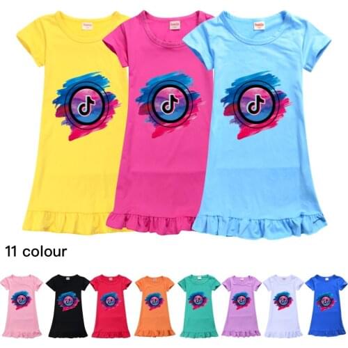 TIK TOK Childrens pajamas Princess dress fashion summer soft girl dress pajamas clothes