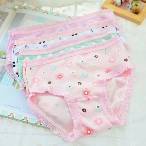 10pcs/pack Cotton Children girls underwears briefs soft comfortable panties sweet printed Kids short underpants mixed color hot