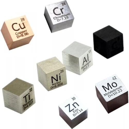 Element Cube 10mm Pure Density Cobalt Nickel Copper Zinc Niobium Molybdenum Tin Tungsten Bismuth Lead Antimony Titanium Iron