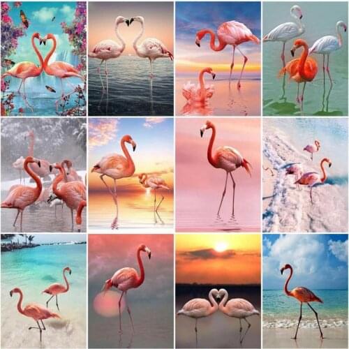 GATYZTORY DIY Painting By Number Flamingo Kits Animal Drawing On Canvas HandPainted Painting Art Gift Home Decor 40x50cm