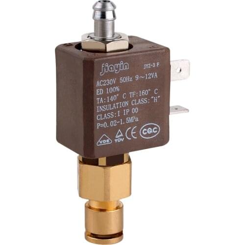 Jiayin JYZ-3F27 Normally Open 2/2 Way Cannula AC 230V Brass Iron Coffee Makers Steam Water 2 Position 2 Way Solenoid Valve