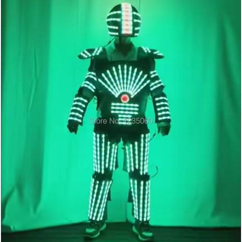 WYY RGB Colorful Led Luminous Robot Suit With LED Helmet Illuminated LED Growing Light Performance Stage Costume Clothes