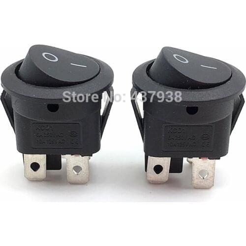 5pcs KCD1 224N Round Rocker Switch Black 4 Pin 6A 250V/10A 125VAC Boat Switch Snap-in SPST ON OFF Rocker 2 Position Switch