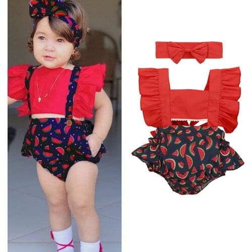 Summer 0-24M Newborn Baby Girl Floral Print Romper Headband 2PCS Princess Girls Summer Clothes