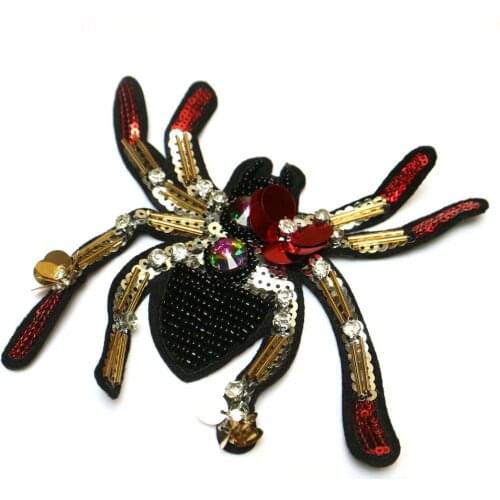 Fashion Handmade spide rhinestone beaded patches for clothing DIY sew on patch embroidered applique decorative sequins Parches