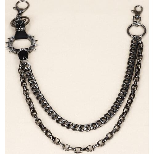 Trendy Brand Crazy Hunter Exaggerated Nail Trousers Women Belt Chain Retro Cool Metal Punk Rock Hip-hop Unisex Belt Waist Chain