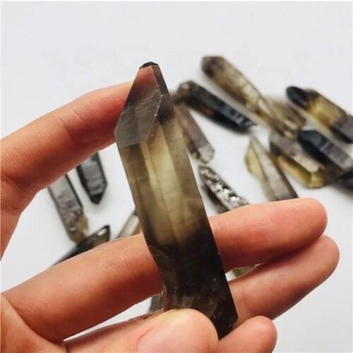 MOKAGY 4cm-6cm Raw Natural Yellow Smoky Crystals Quartz Point Mineral Stone 10pc