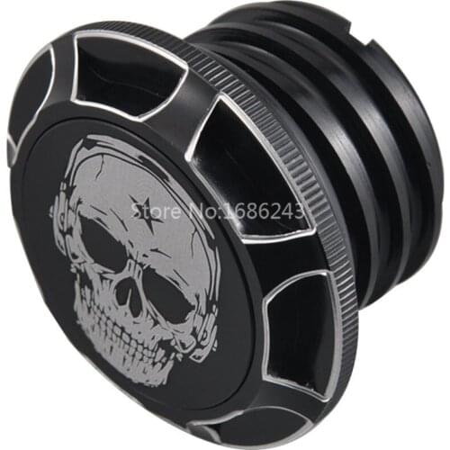 Motorcycle Aluminum Skull Star Black Fuel Gas Tank Oil Cap Cover For Harley XL Dyna Softail Touring Road King Trike Models