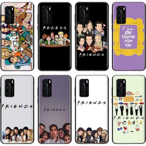 Cartoon Friends TV Soft TPU For Huawei P50 P40 P30 P20 Pro Plus P10 P9 P8 Lite RU E Mini 2019 2017 Black Phone Case