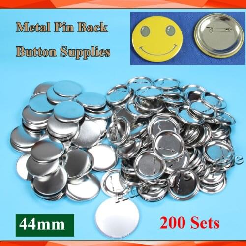 Free Shipping 1-3/4" 44mm 200Sets NEW Professional All Steel Badge Button Maker Pin Back Metal Pinback Button Supply Materials