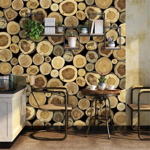 WELLYU Retro nostalgic 3d wood grain wallpaper industrial wind imitation wood cafe restaurant hot pot shop clothing wallpaper