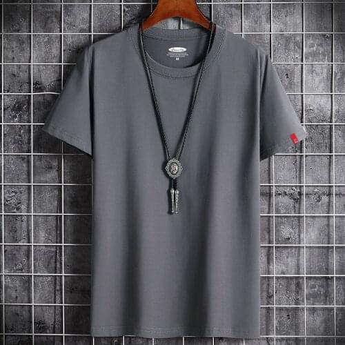 2021 Brand New t shirt for Men Solid Cotton Tops Tees Short Sleeve Summer Man t-shirts Oversize S-6XL Mens clothing