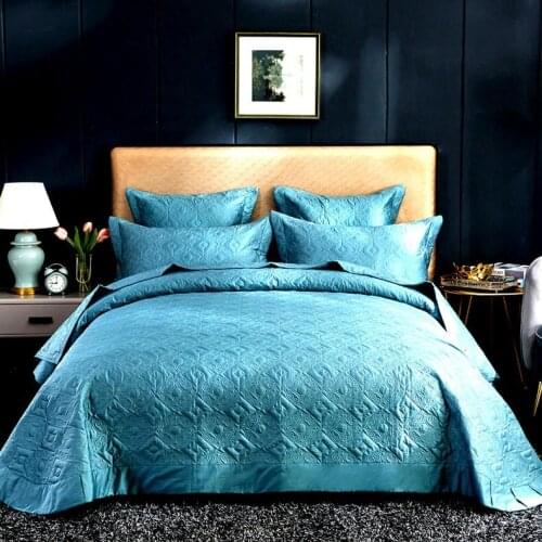 Solid color Long Staple Cotton Bedspread Sets 3/5pcs Ultra Soft Hypoallergenic Quilt Coverlet pillow Shams Machine washable