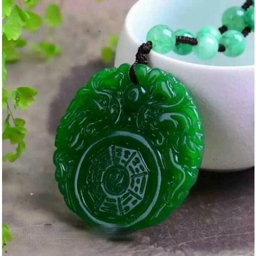 Natural Men Green Jade Pendant Hand-Carved Jadeite Necklace for Women Jewelry Fashion Accessories Mens Necklace